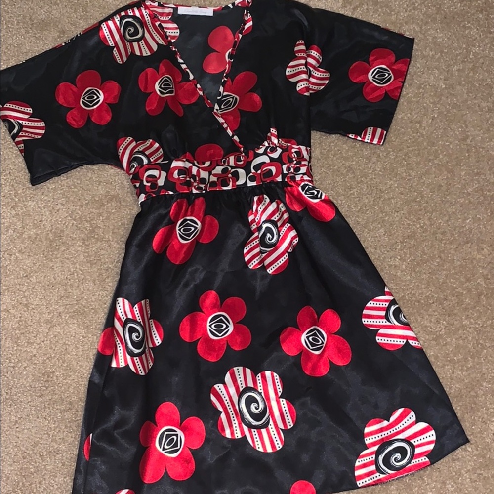 Silky Patterned Kimono Dress